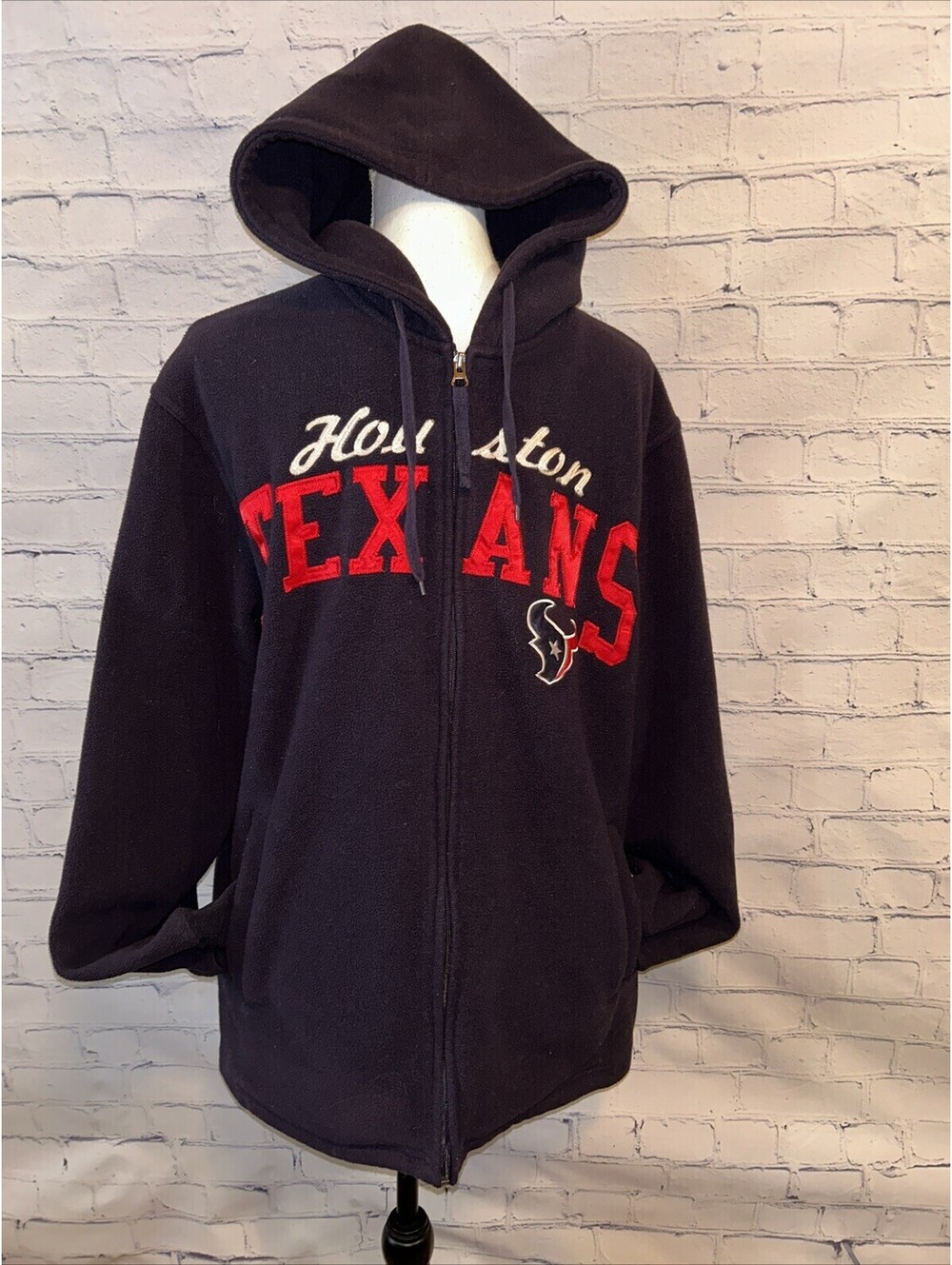 Houston Texans NFL Mens M Full Zip Fleece Hoodie Jacket Navy Football Navy Blue